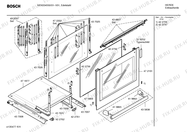 Взрыв-схема плиты (духовки) Bosch HEN334550 - Схема узла 04