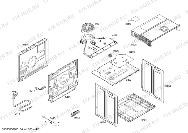 Взрыв-схема плиты (духовки) Bosch HBG43S350Q H.BO.NP.L2D.IN.GLASS.B3/.X.E0_C/// - Схема узла 04