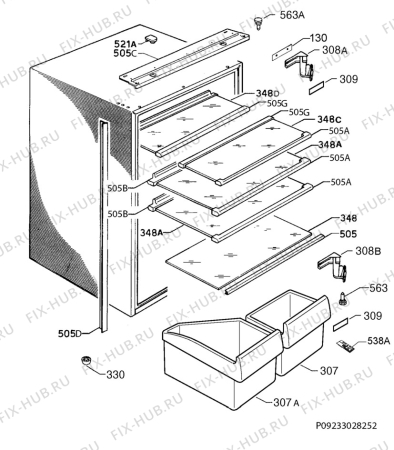 Взрыв-схема холодильника Zanker KBA16001DK - Схема узла Housing 001
