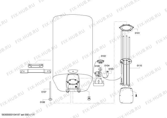 Схема №1 08/8056 THS30EK с изображением Нагревательный элемент для бойлера Bosch 00436447