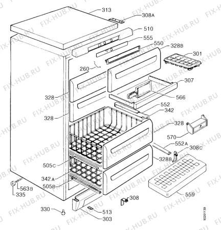 Взрыв-схема холодильника Electrolux EU6931C - Схема узла Housing 001