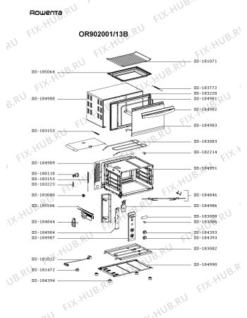 Схема №1 OR902001/13C с изображением Панель для электропечи Rowenta SS-184987