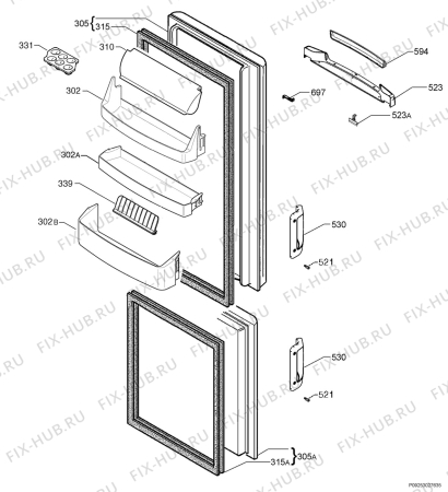 Взрыв-схема холодильника Rex Electrolux RNB34351Z - Схема узла Door 003