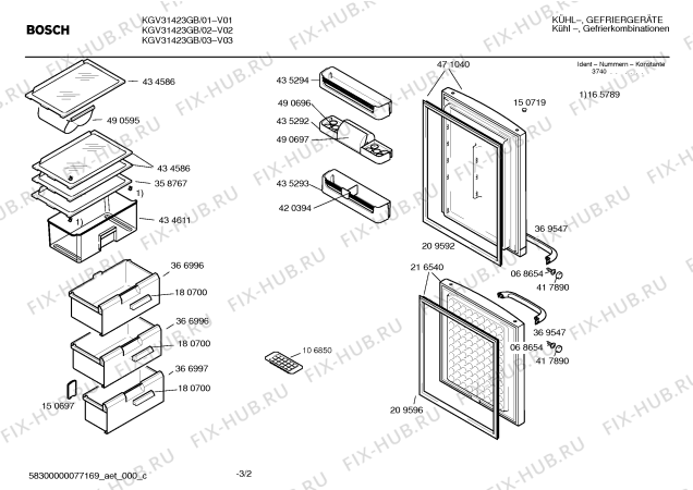 Взрыв-схема холодильника Bosch KGV31423GB - Схема узла 02