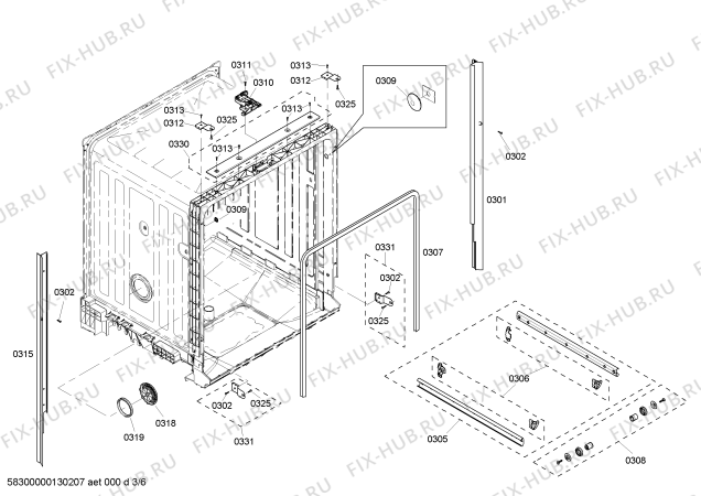 Взрыв-схема посудомоечной машины Bosch SHE4AM05UC - Схема узла 03