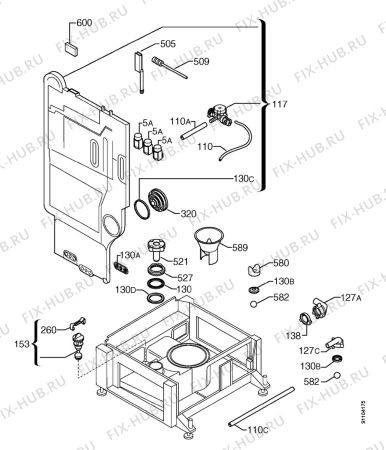 Взрыв-схема посудомоечной машины Faure LVI460 - Схема узла Water softener 066