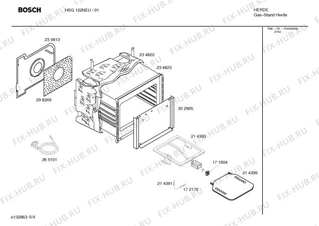 Схема №2 HSG122NEU с изображением Инструкция по эксплуатации для электропечи Bosch 00522344