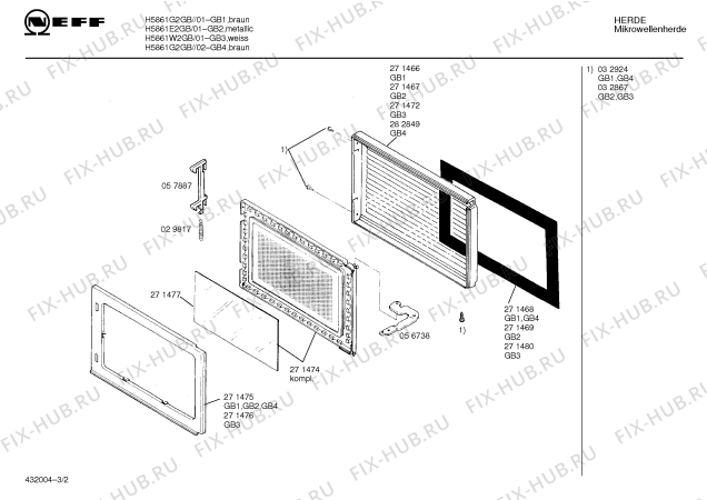 Взрыв-схема микроволновой печи Neff H5861G2GB GB-6160.15 - Схема узла 02