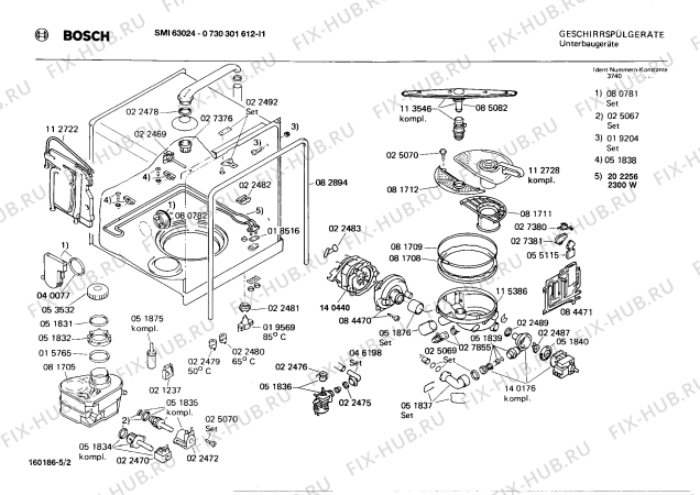 Схема №1 0730301612 SMI63024 с изображением Панель для электропосудомоечной машины Bosch 00118275