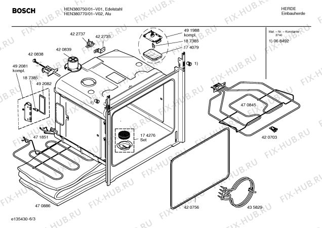Схема №3 HEN780750 с изображением Панель управления для плиты (духовки) Bosch 00437913