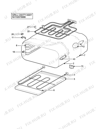 Взрыв-схема плиты (духовки) Aeg D4101-4-ME - Схема узла H10 Grill cavity assy