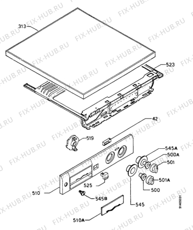 Взрыв-схема стиральной машины Zanussi FLS9040H - Схема узла Control panel and lid