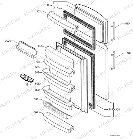 Взрыв-схема холодильника Aeg Electrolux S72430DT18 - Схема узла Door 003