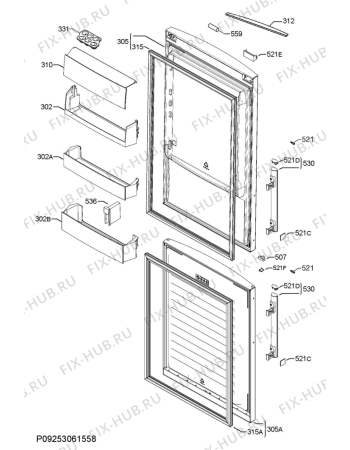 Взрыв-схема холодильника Rex Electrolux RN3455MOX - Схема узла Door 003