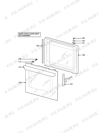 Взрыв-схема плиты (духовки) Parkinson Cowan L50GDBL - Схема узла H10 Main Oven Door (large)