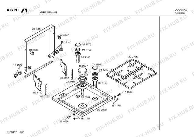 Взрыв-схема плиты (духовки) Agni XKH22 - Схема узла 02