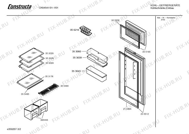 Взрыв-схема холодильника Constructa CK64541 - Схема узла 02