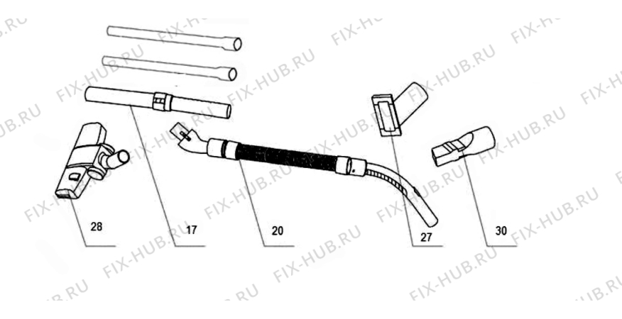 Взрыв-схема пылесоса Electrolux ZSH721 - Схема узла Accessories