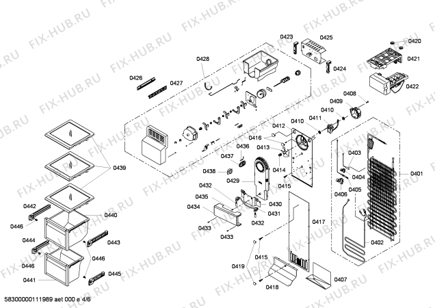 Взрыв-схема холодильника Siemens KA61NA40TI - Схема узла 04