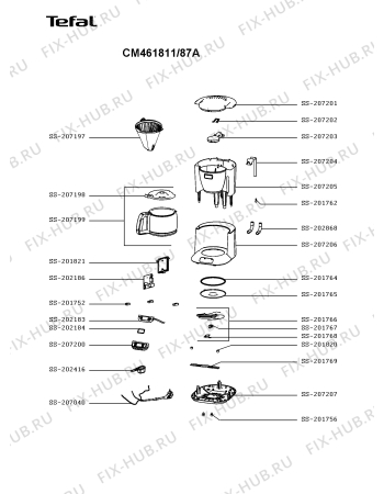 Схема №1 CM461811/87A с изображением Корпусная деталь для электрокофеварки Tefal SS-207206