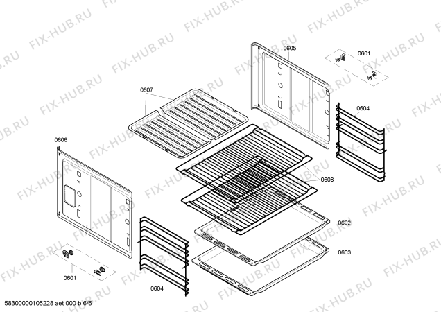 Взрыв-схема плиты (духовки) Bosch HBN540520A - Схема узла 06