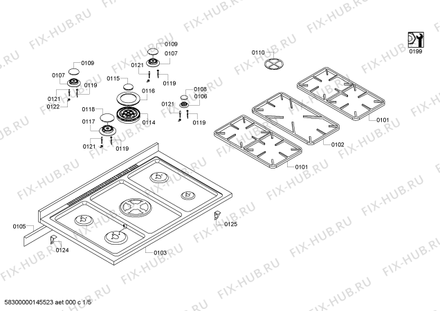 Схема №1 HSH23505ME с изображением Варочная панель для плиты (духовки) Bosch 00249232