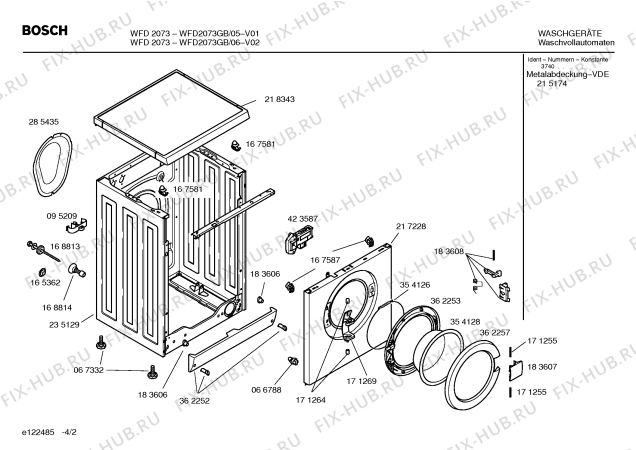 Взрыв-схема стиральной машины Bosch WFD2073GB Bosch WFD2073 - Схема узла 02