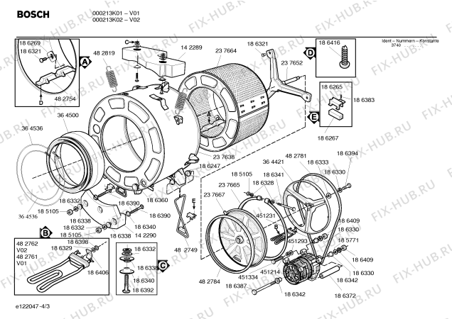 Схема №2 000213K01 с изображением Барабан для стиральной машины Bosch 00237638