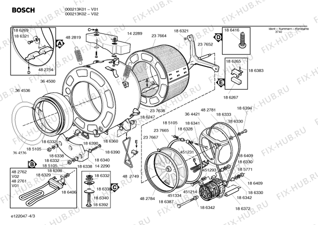 Взрыв-схема стиральной машины Bosch 000213K02 EVOLUTION THERMO - Схема узла 03