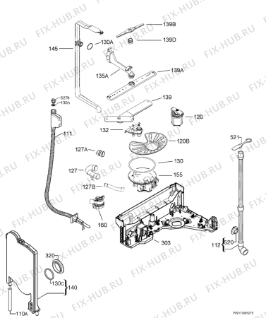 Взрыв-схема посудомоечной машины Aeg Electrolux F77011M0P - Схема узла Hydraulic System 272