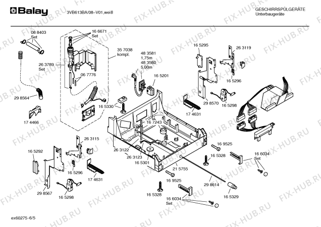 Взрыв-схема посудомоечной машины Balay 3VB613BA - Схема узла 05