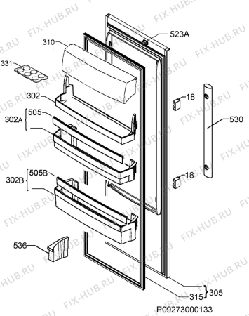 Взрыв-схема холодильника Aeg Electrolux S93000KZM0 - Схема узла Door 003