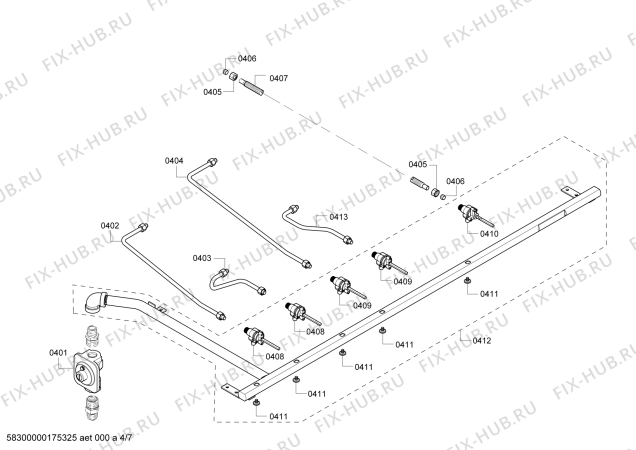 Схема №4 PC484GGEBS с изображением Коллектор для плиты (духовки) Bosch 00474917