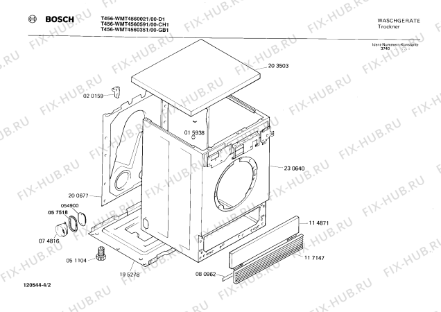 Взрыв-схема сушильной машины Bosch WMT4560351 T456 - Схема узла 02