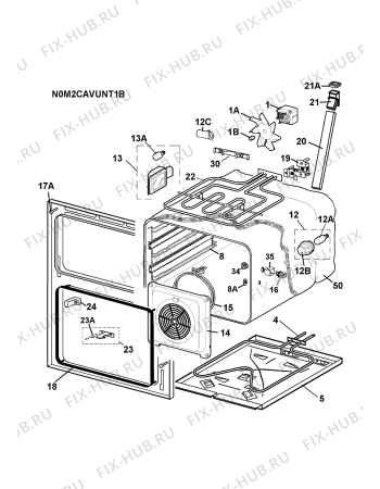 Взрыв-схема плиты (духовки) Electrolux EKC60467W 400V - Схема узла H10 Main Oven Cavity (large)