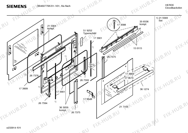 Взрыв-схема плиты (духовки) Siemens HB46077SK - Схема узла 04