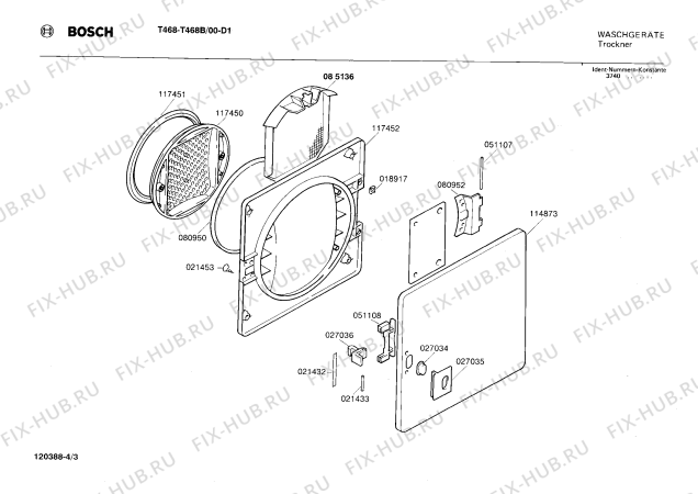 Взрыв-схема сушильной машины Bosch T468B T468 - Схема узла 03