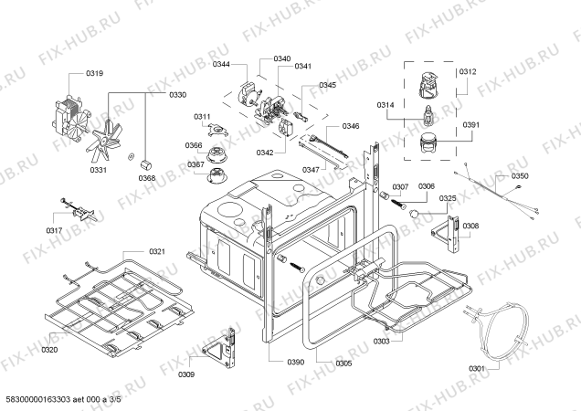 Взрыв-схема плиты (духовки) Bosch HBA64B056F H.BO.PY.L3D.IN.GYFAM.B0a.X.E3_COT/ - Схема узла 03