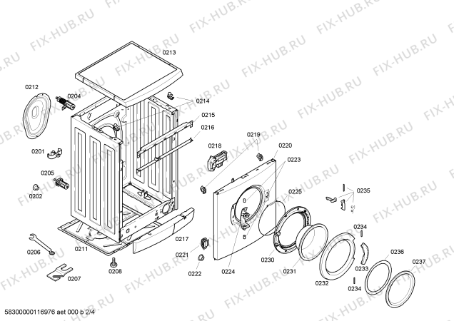 Взрыв-схема стиральной машины Bosch WAE24480SN Bosch Maxx 6 - Схема узла 02