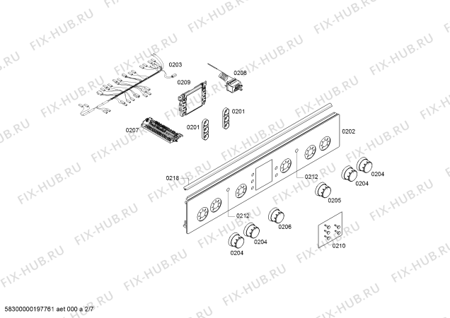 Взрыв-схема плиты (духовки) Bosch HGD74W320F - Схема узла 02