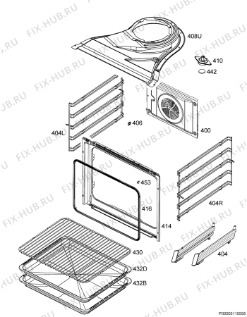 Взрыв-схема плиты (духовки) Zanussi ZOP37932XA - Схема узла Oven