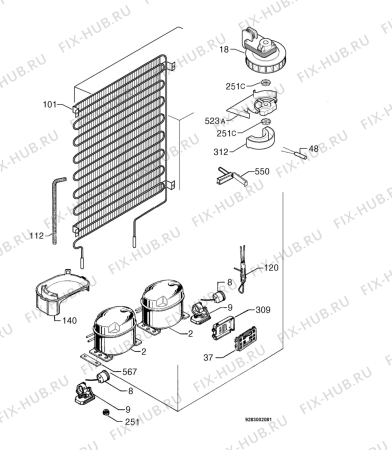 Взрыв-схема холодильника Zanussi ZK368LD - Схема узла Cooling system 017