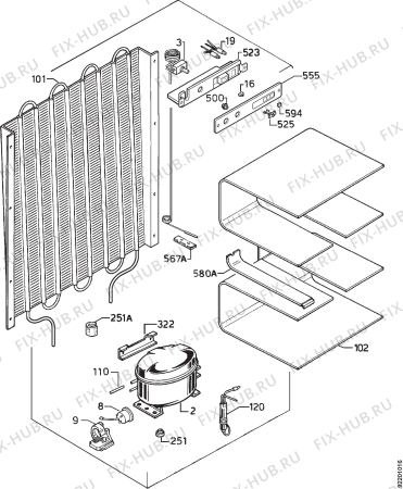 Взрыв-схема холодильника Zanussi ZI5120F - Схема узла Cooling system 017