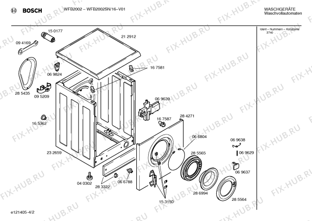 Взрыв-схема стиральной машины Bosch WFB2002SN BOSCH WFB 2002 - Схема узла 02