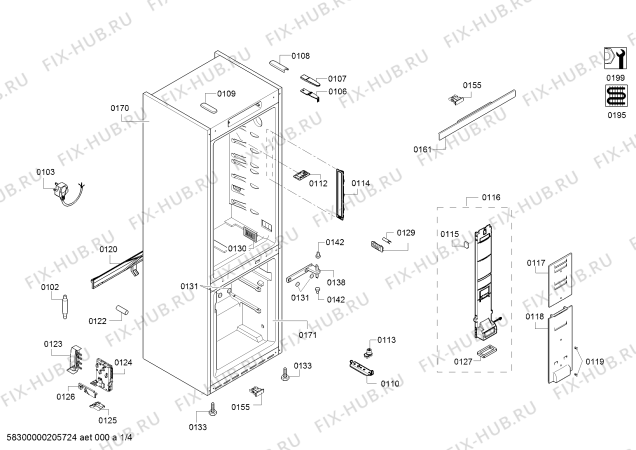 Схема №2 KGN39LR35 Bosch с изображением Дверь для холодильной камеры Bosch 00717751