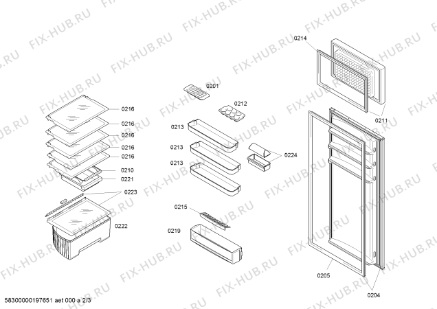Взрыв-схема холодильника Bosch KID28X30 - Схема узла 02