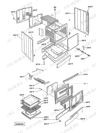 Взрыв-схема плиты (духовки) Whirlpool ACM 243/NG - Схема узла