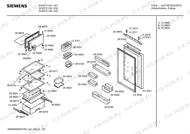 Схема №3 KIFMI21 K190I-6 с изображением Дверь для холодильника Siemens 00233031