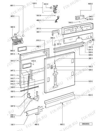 Взрыв-схема посудомоечной машины Ikea 400 270 45 - Схема узла