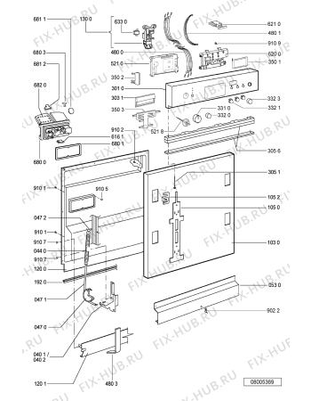 Схема №1 ADG 6558 IX с изображением Блок управления для электропосудомоечной машины Whirlpool 481221838449